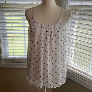 DNA Top with spaghetti straps white with navy flowers lined inside Large